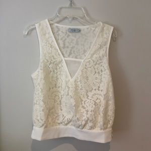 Tobi Cropped Lace Tank